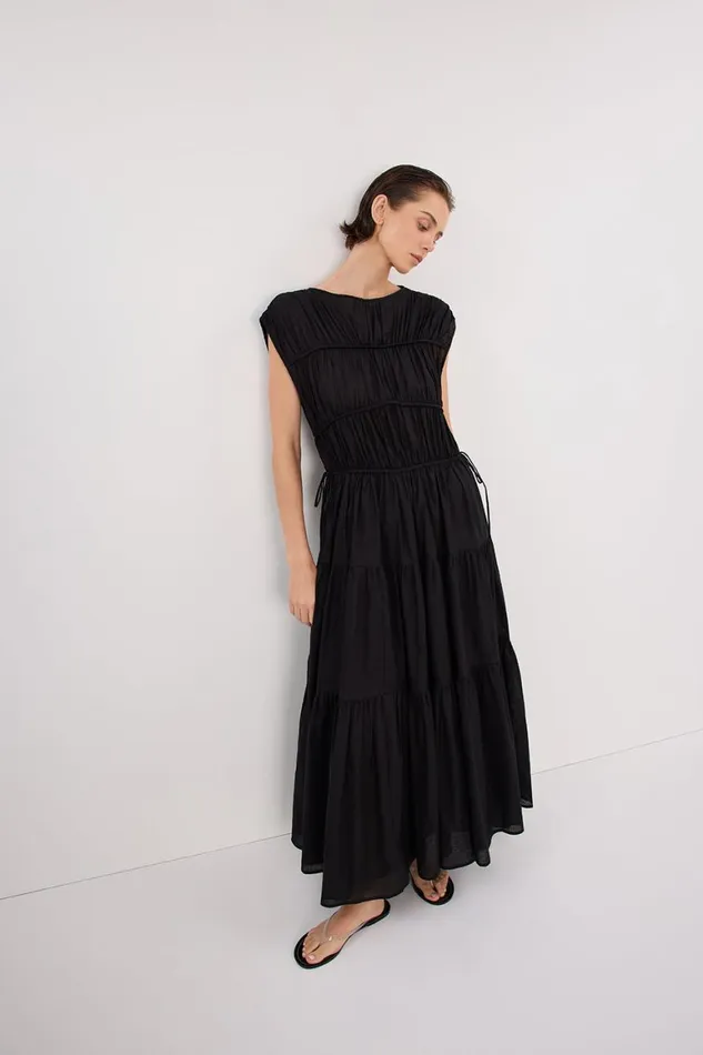 DISSH Midi Dresses FLYNN BLACK LINEN BLEND MIDI DRESS 8211 Women
