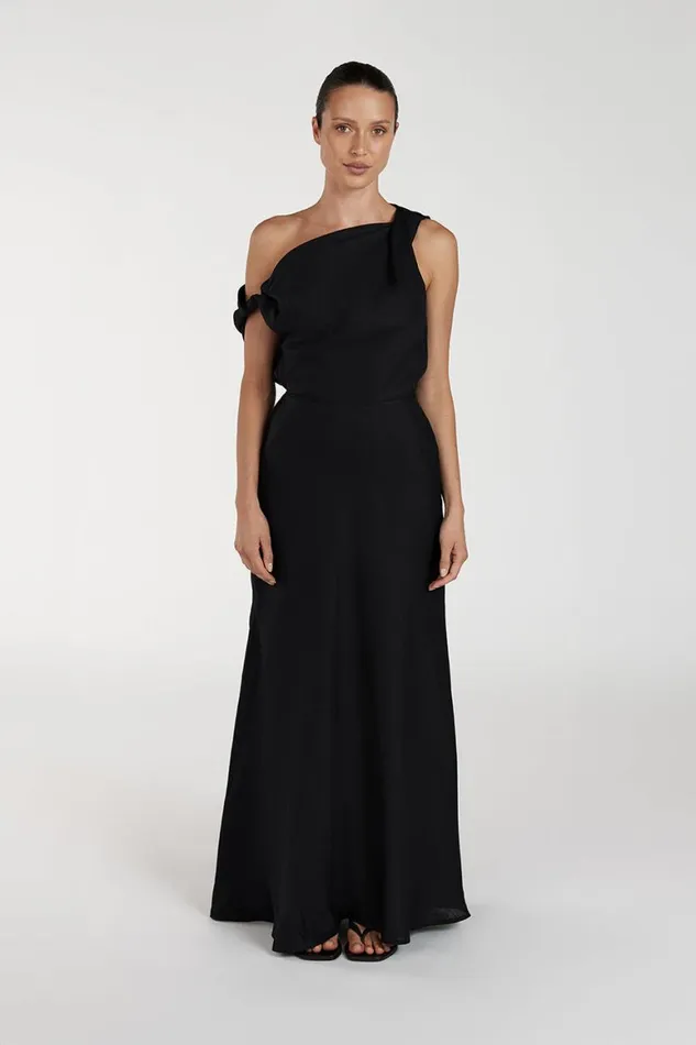 DISSH Midi Dresses JOELLE BLACK LINEN MIDI DRESS 8211 Women