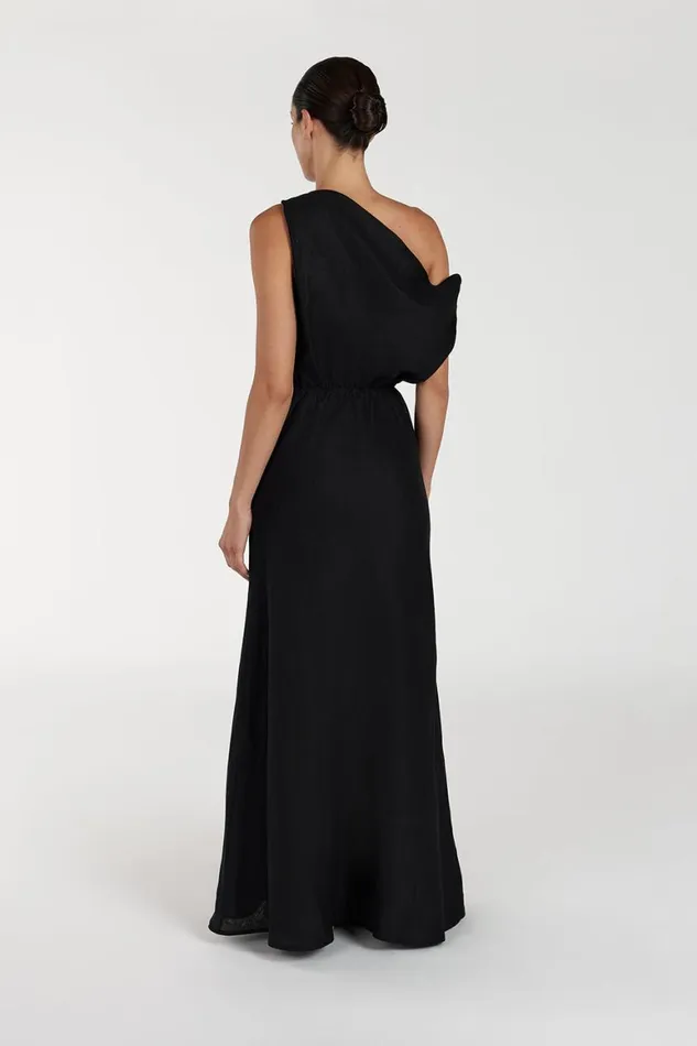 DISSH Midi Dresses JOELLE BLACK LINEN MIDI DRESS 8211 Women