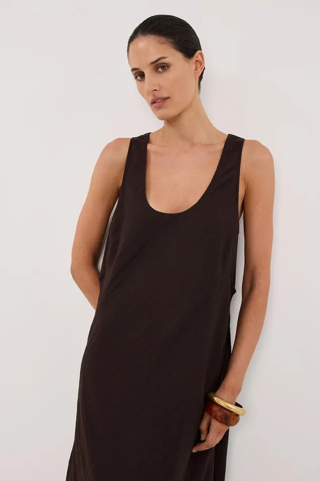 DISSH Midi Dresses SHILOH BITTER CHOC SCOOP NECK DRESS 8211 Women