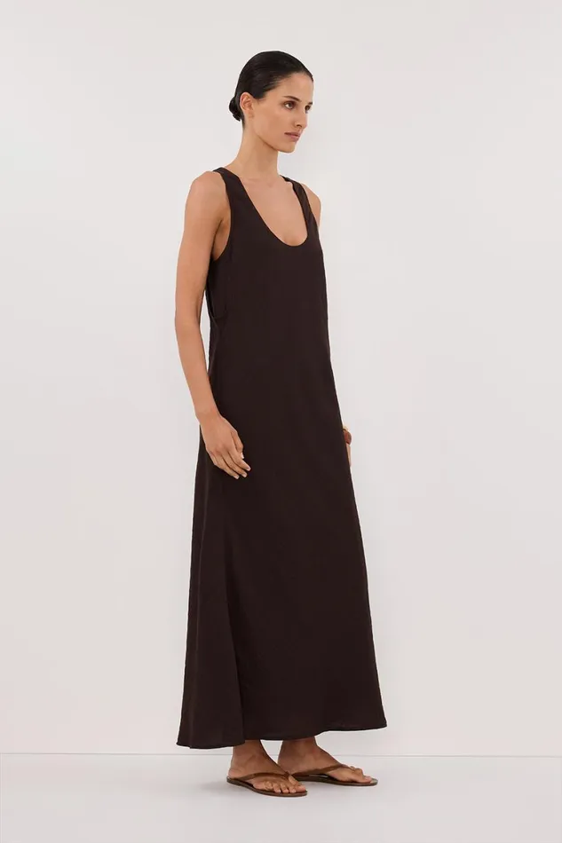 DISSH Midi Dresses SHILOH BITTER CHOC SCOOP NECK DRESS 8211 Women