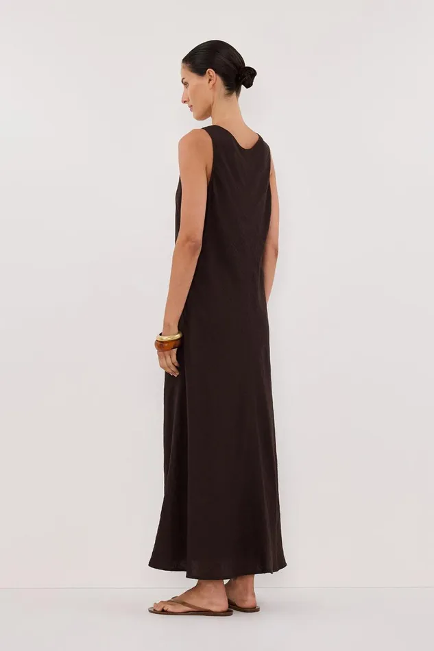 DISSH Midi Dresses SHILOH BITTER CHOC SCOOP NECK DRESS 8211 Women