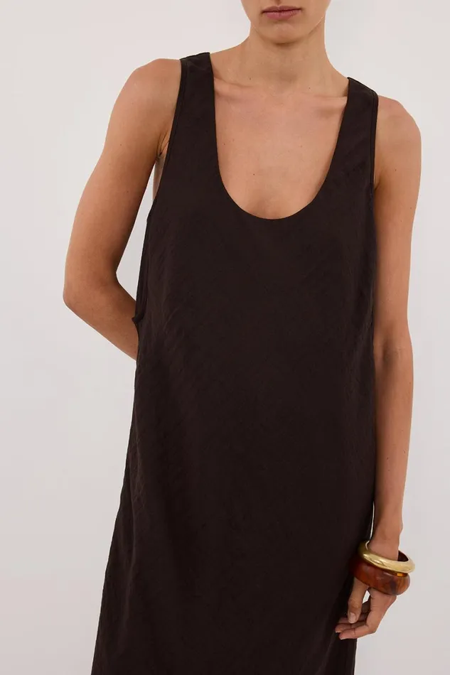 DISSH Midi Dresses SHILOH BITTER CHOC SCOOP NECK DRESS 8211 Women