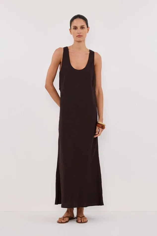 DISSH Midi Dresses SHILOH BITTER CHOC SCOOP NECK DRESS 8211 Women
