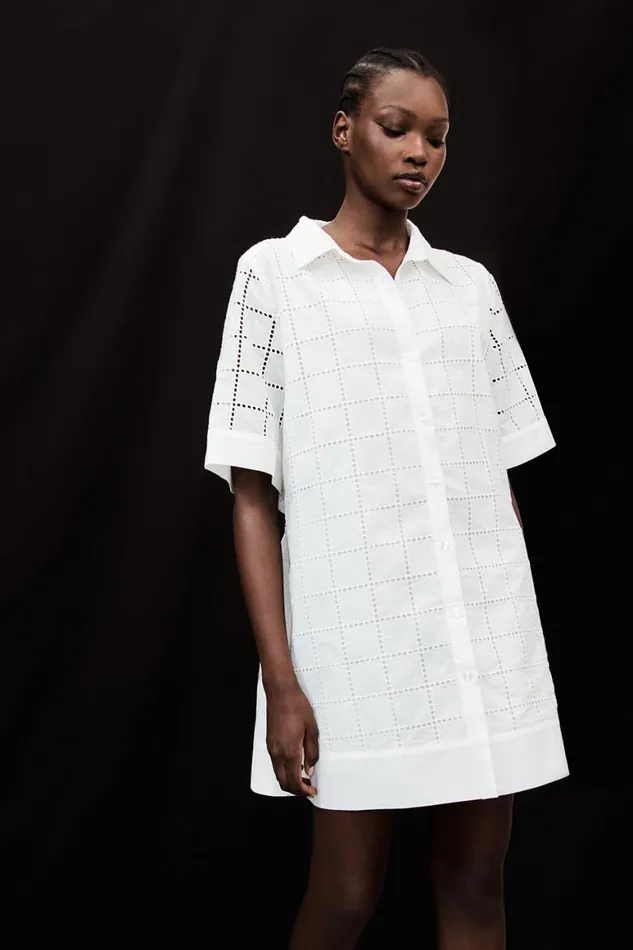 DISSH Mini Dresses OWEN WHITE SLEEVED BRODERIE DRESS 8211 Women