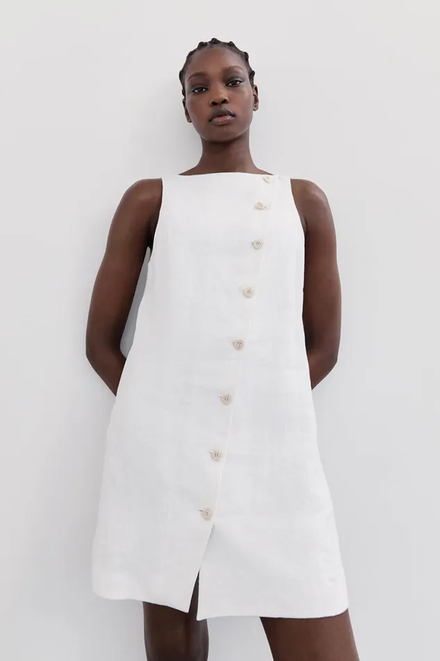 DISSH Mini Dresses TOMMY WHITE LINEN MINI DRESS 8211 Women