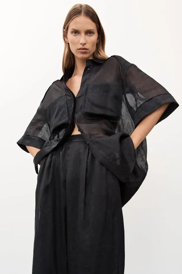 DISSH Shirts KAI BLACK RAMIE RESORT SHIRT 8211 Women