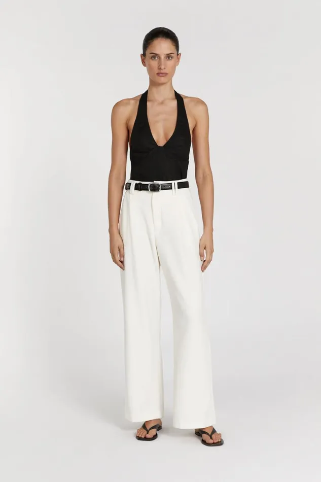 DISSH Tops AUDREY BLACK LINEN HALTER TOP 8211 Women