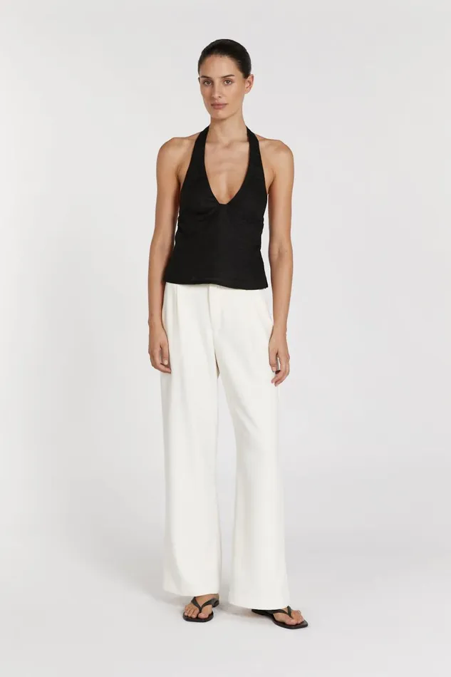 DISSH Tops AUDREY BLACK LINEN HALTER TOP 8211 Women