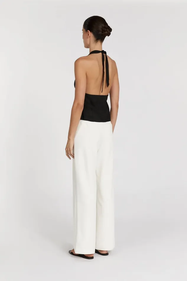 DISSH Tops AUDREY BLACK LINEN HALTER TOP 8211 Women