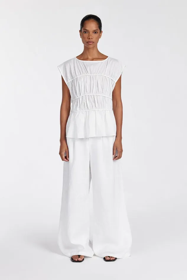 DISSH Tops FLYNN WHITE LINEN TIERED TOP 8211 Women