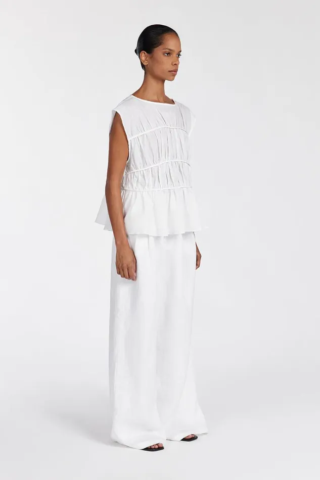 DISSH Tops FLYNN WHITE LINEN TIERED TOP 8211 Women