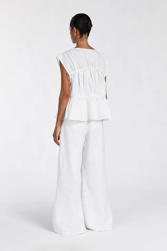 DISSH Tops FLYNN WHITE LINEN TIERED TOP 8211 Women