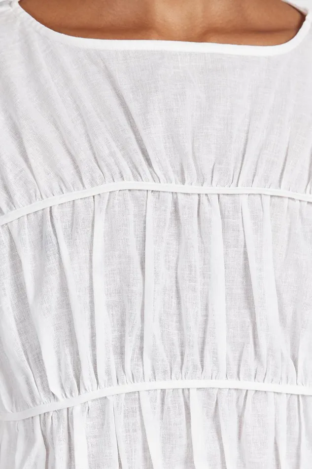 DISSH Tops FLYNN WHITE LINEN TIERED TOP 8211 Women