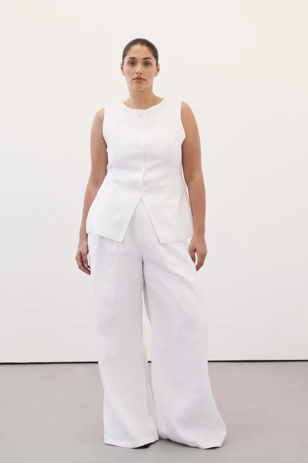 DISSH Vests ALESSIA WHITE LINEN VEST 8211 Women