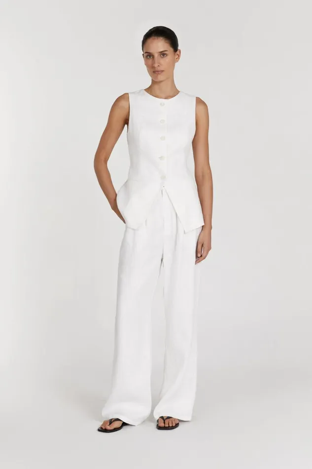 DISSH Vests ALESSIA WHITE LINEN VEST 8211 Women