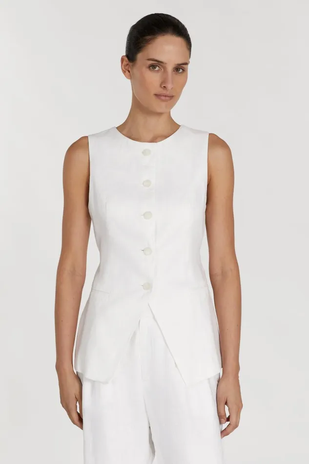DISSH Vests ALESSIA WHITE LINEN VEST 8211 Women