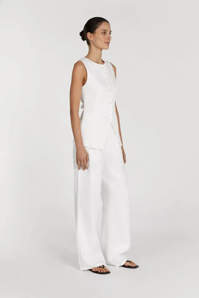 DISSH Vests ALESSIA WHITE LINEN VEST 8211 Women