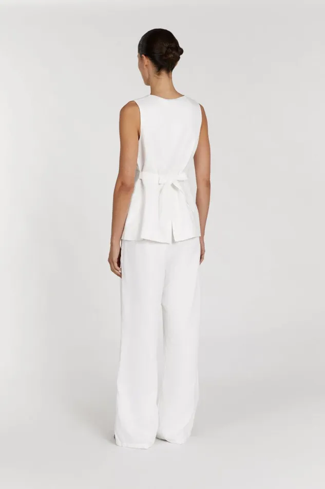 DISSH Vests ALESSIA WHITE LINEN VEST 8211 Women