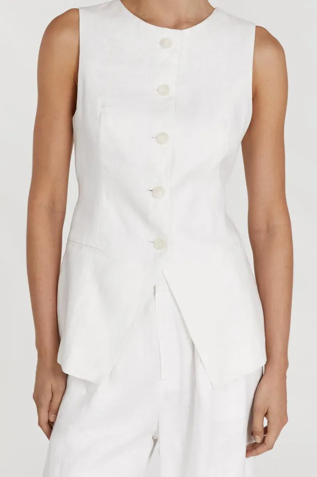DISSH Vests ALESSIA WHITE LINEN VEST 8211 Women