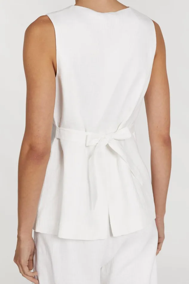 DISSH Vests ALESSIA WHITE LINEN VEST 8211 Women