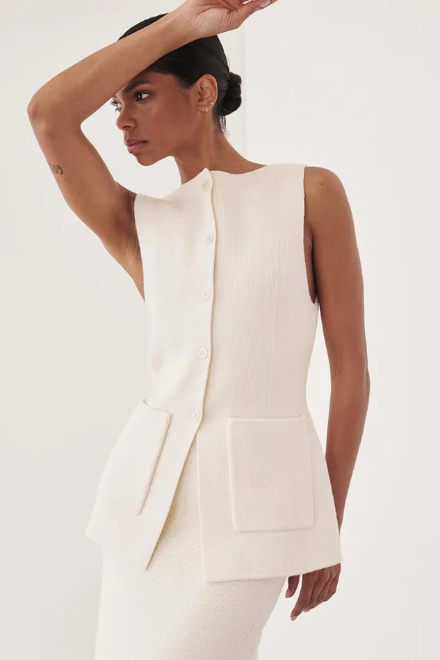 DISSH Vests AVA CREAM LONGINE KNIT VEST 8211 Women