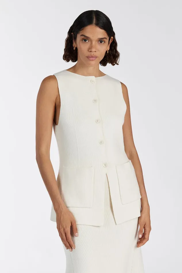 DISSH Vests AVA CREAM LONGINE KNIT VEST 8211 Women