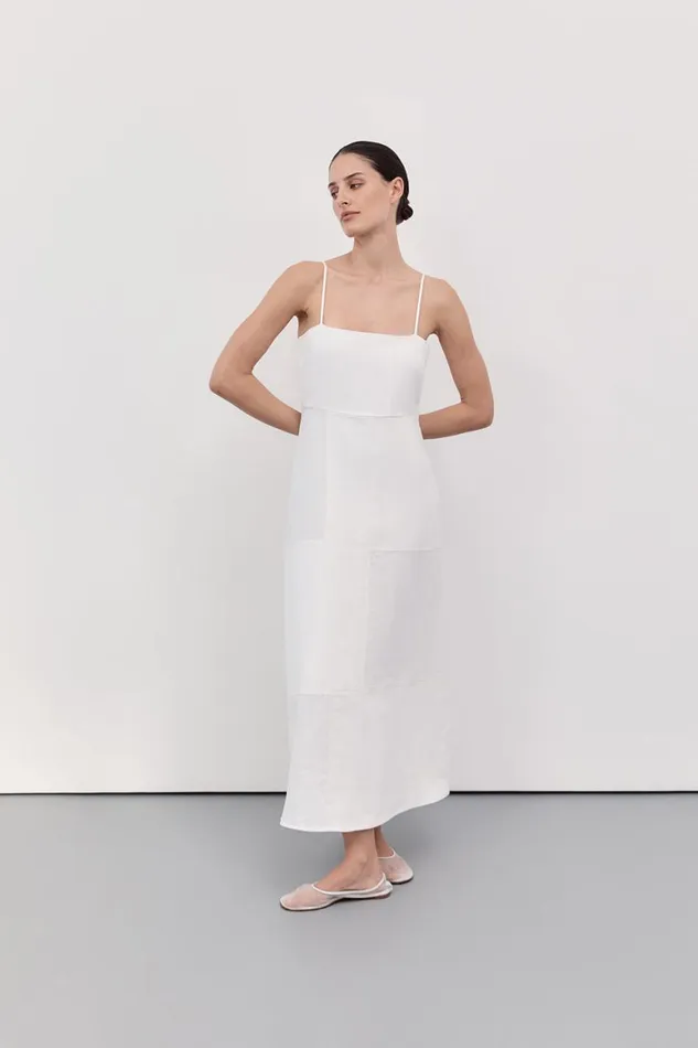 DISSH White Dresses CATIE WHITE PATCHWORK MIDI DRESS 8211 Women