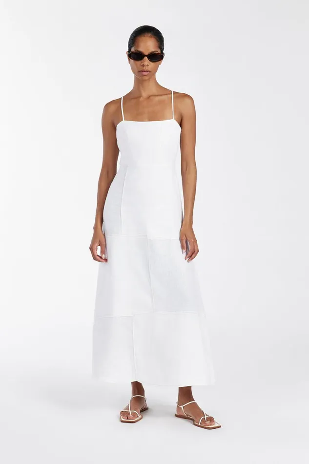 DISSH White Dresses CATIE WHITE PATCHWORK MIDI DRESS 8211 Women