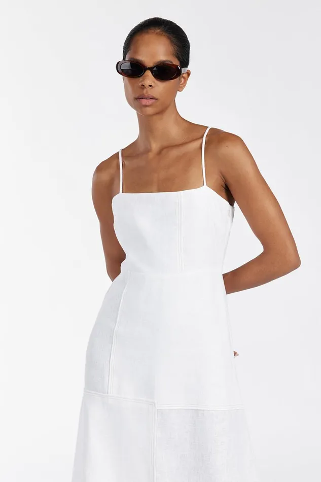 DISSH White Dresses CATIE WHITE PATCHWORK MIDI DRESS 8211 Women