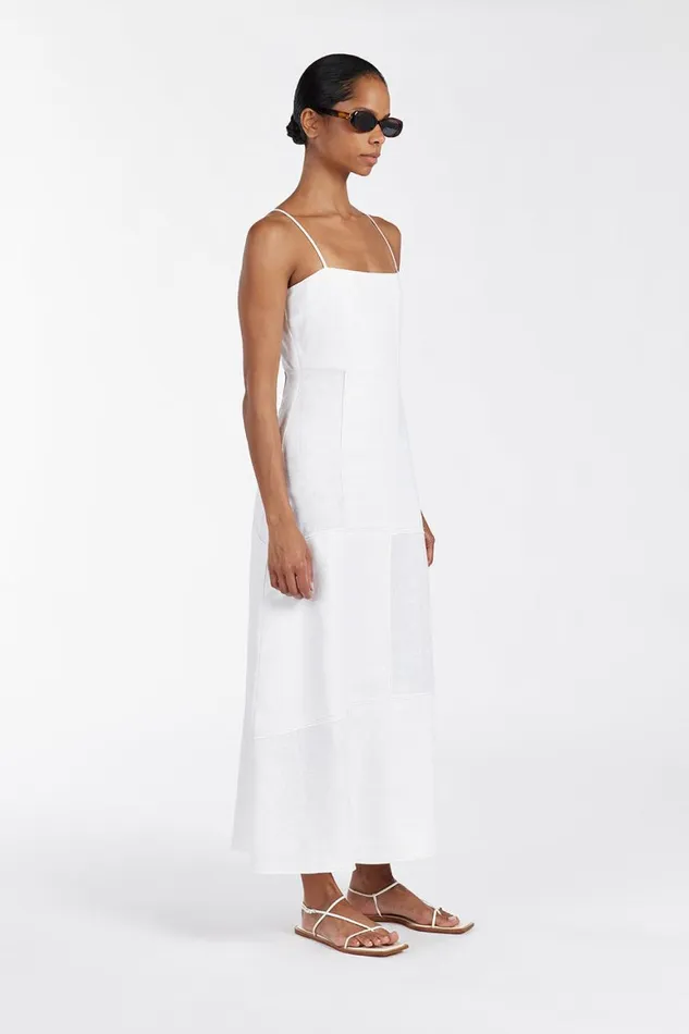 DISSH White Dresses CATIE WHITE PATCHWORK MIDI DRESS 8211 Women