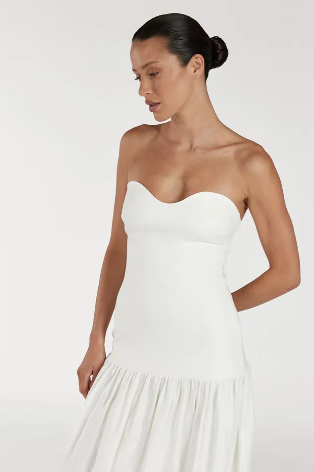 DISSH White Dresses ELLISON WHITE STRAPLESS MIDI DRESS 8211 Women