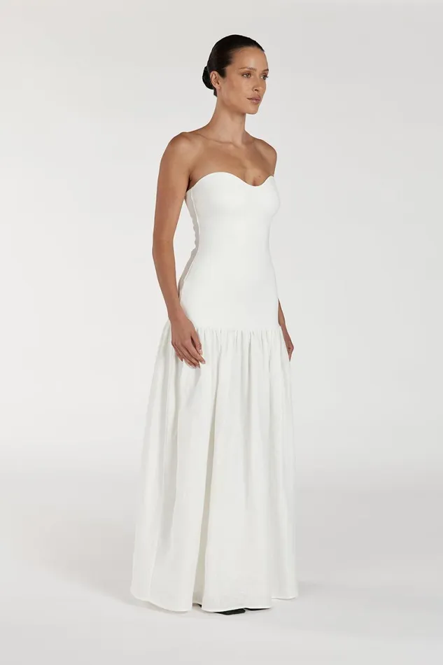 DISSH White Dresses ELLISON WHITE STRAPLESS MIDI DRESS 8211 Women