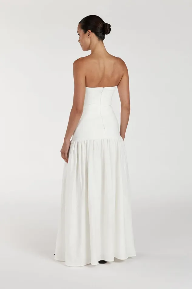 DISSH White Dresses ELLISON WHITE STRAPLESS MIDI DRESS 8211 Women