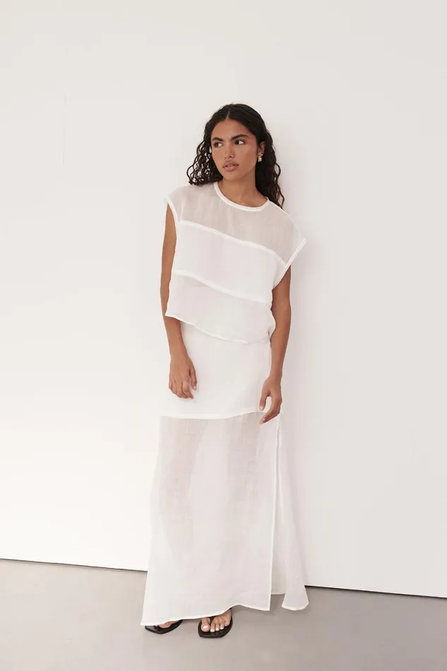 DISSH White Tops KAI WHITE RAMIE PANELLED TOP 8211 Women