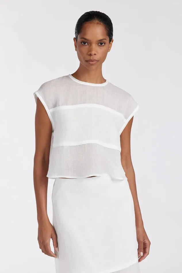 DISSH White Tops KAI WHITE RAMIE PANELLED TOP 8211 Women