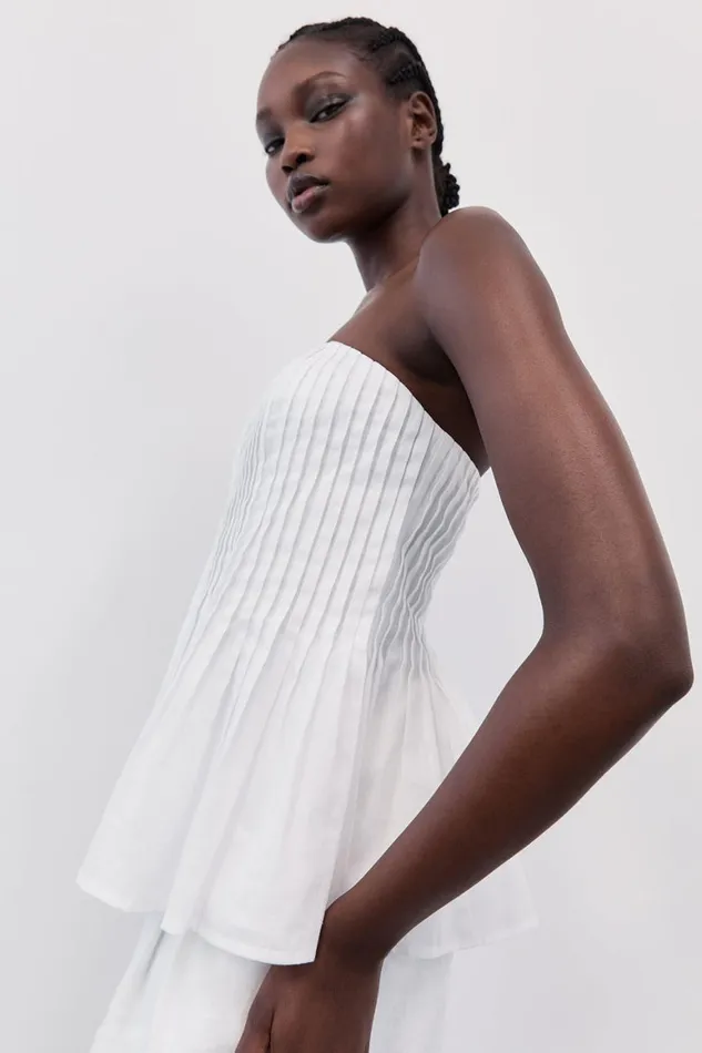 DISSH White Tops PAIGE WHITE LINEN BLEND TOP 8211 Women