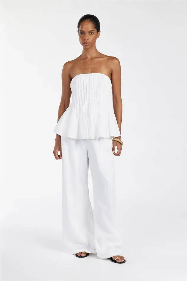 DISSH White Tops PAIGE WHITE LINEN BLEND TOP 8211 Women