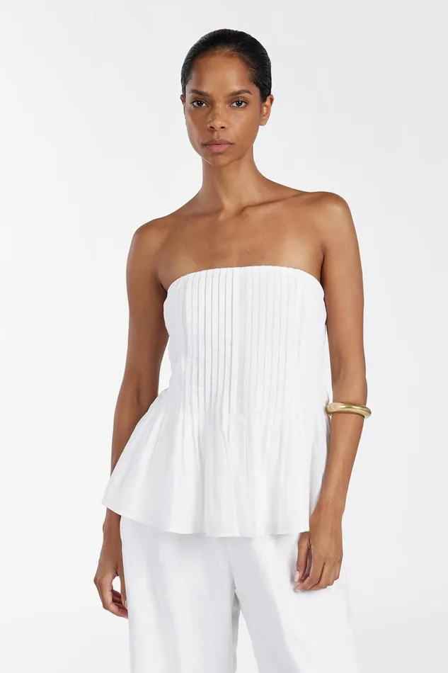DISSH White Tops PAIGE WHITE LINEN BLEND TOP 8211 Women