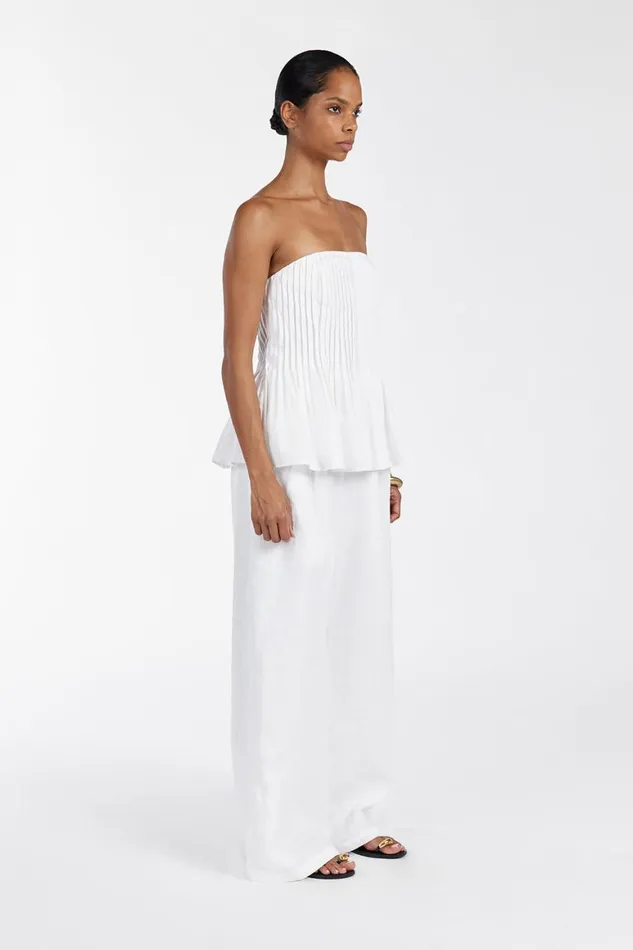 DISSH White Tops PAIGE WHITE LINEN BLEND TOP 8211 Women