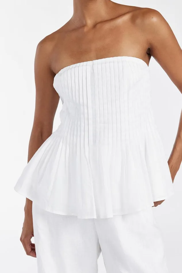 DISSH White Tops PAIGE WHITE LINEN BLEND TOP 8211 Women