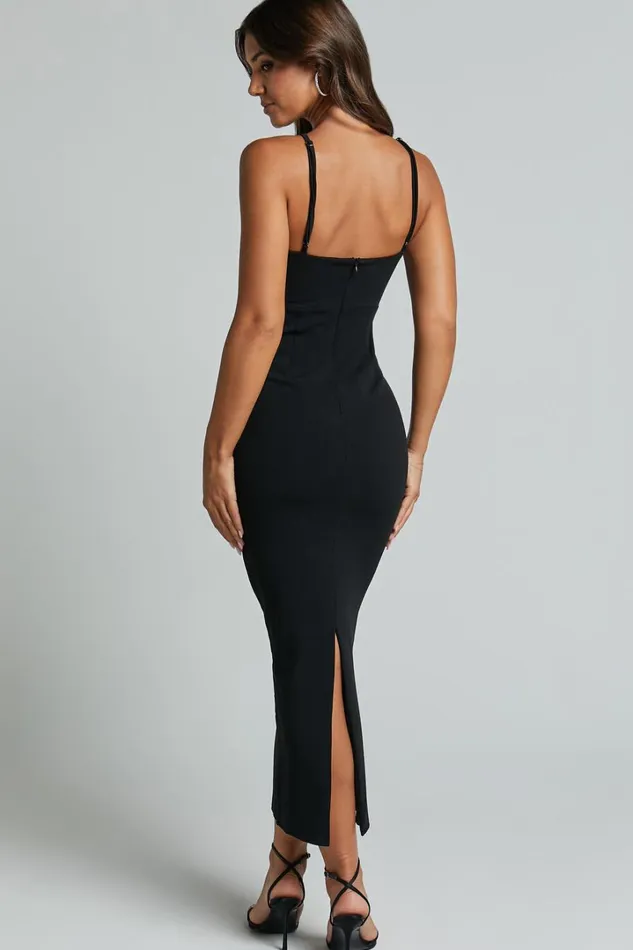 Dominika Midi Dress 8211 Halter Neck Cut Out Bodycon Dress In Black Women Showpo Dresses