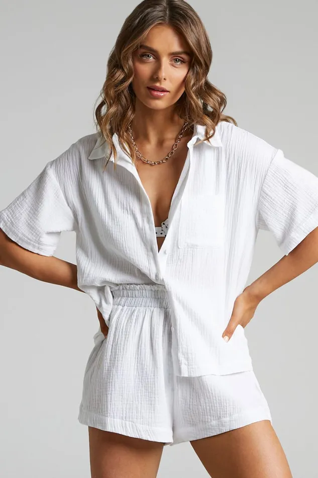 Donita Top 8211 Button Up Shirt Top In White Women Showpo Modest Clothing
