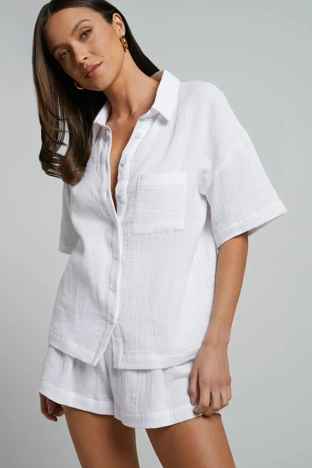 Donita Top 8211 Button Up Shirt Top In White Women Showpo Modest Clothing