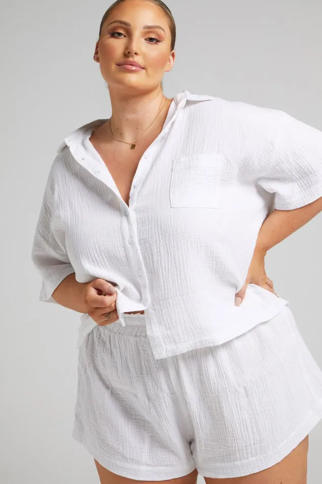 Donita Top 8211 Button Up Shirt Top In White Women Showpo Modest Clothing
