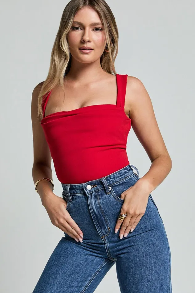 Donna Top 8211 Cowl Neck Corset Top In Red Women Showpo Tops