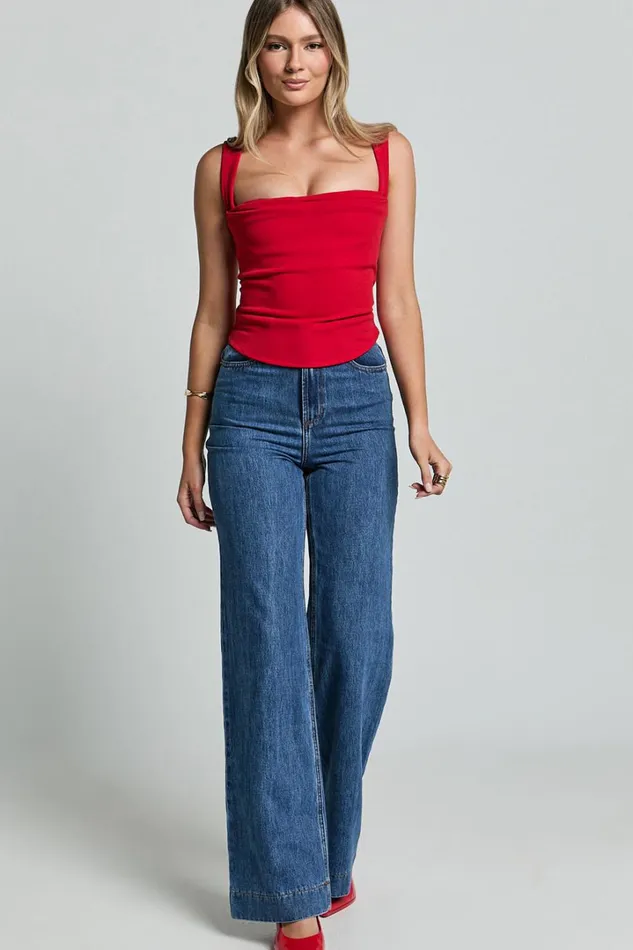 Donna Top 8211 Cowl Neck Corset Top In Red Women Showpo Tops