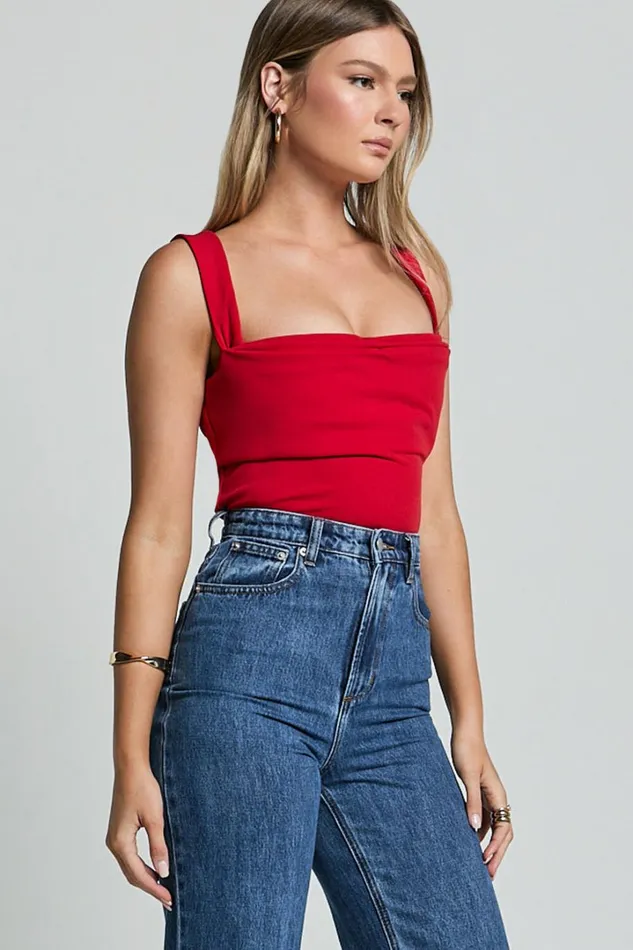 Donna Top 8211 Cowl Neck Corset Top In Red Women Showpo Tops