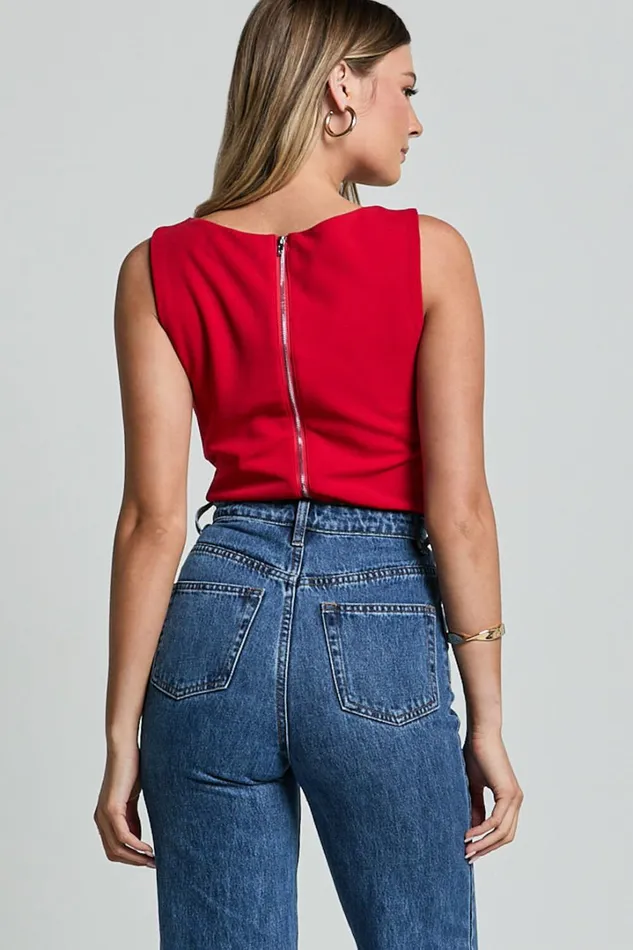 Donna Top 8211 Cowl Neck Corset Top In Red Women Showpo Tops