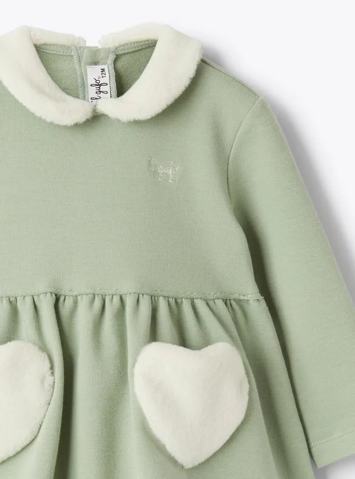 Dresses Baby 036 Il Gufo Cotton Fleece Dress With Ecofur Insert
